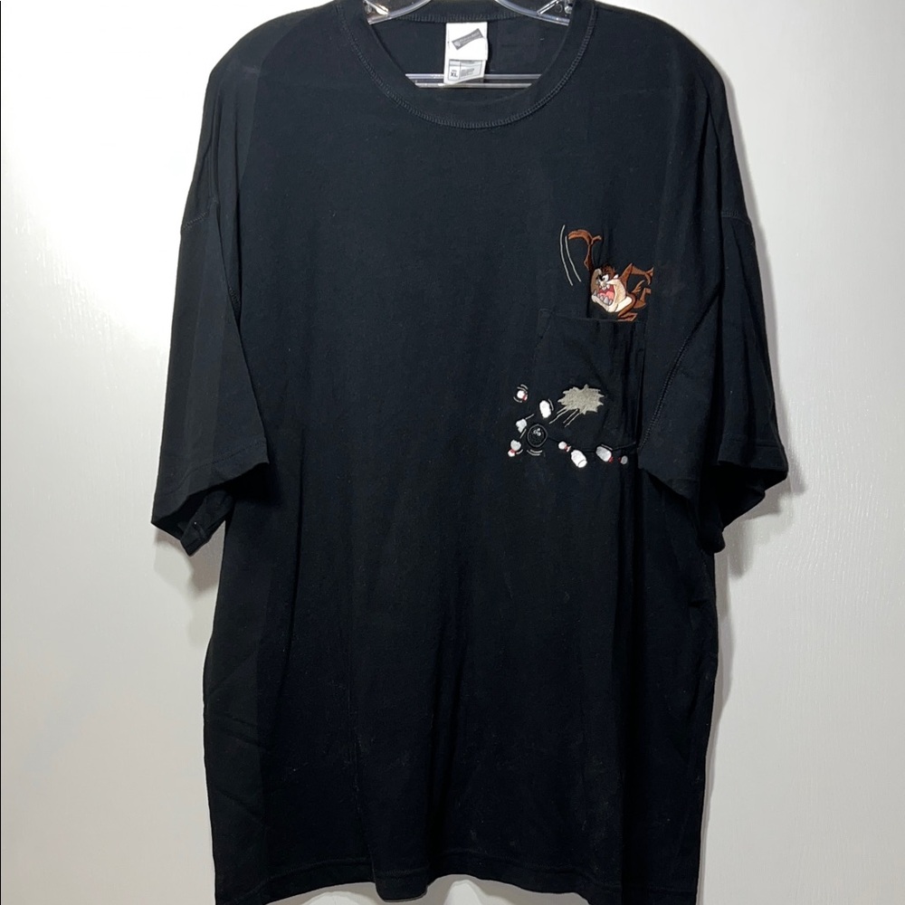Vintage 2000 Warner Bros Tasmanian Devil Bowling Black Graphic Tee XL